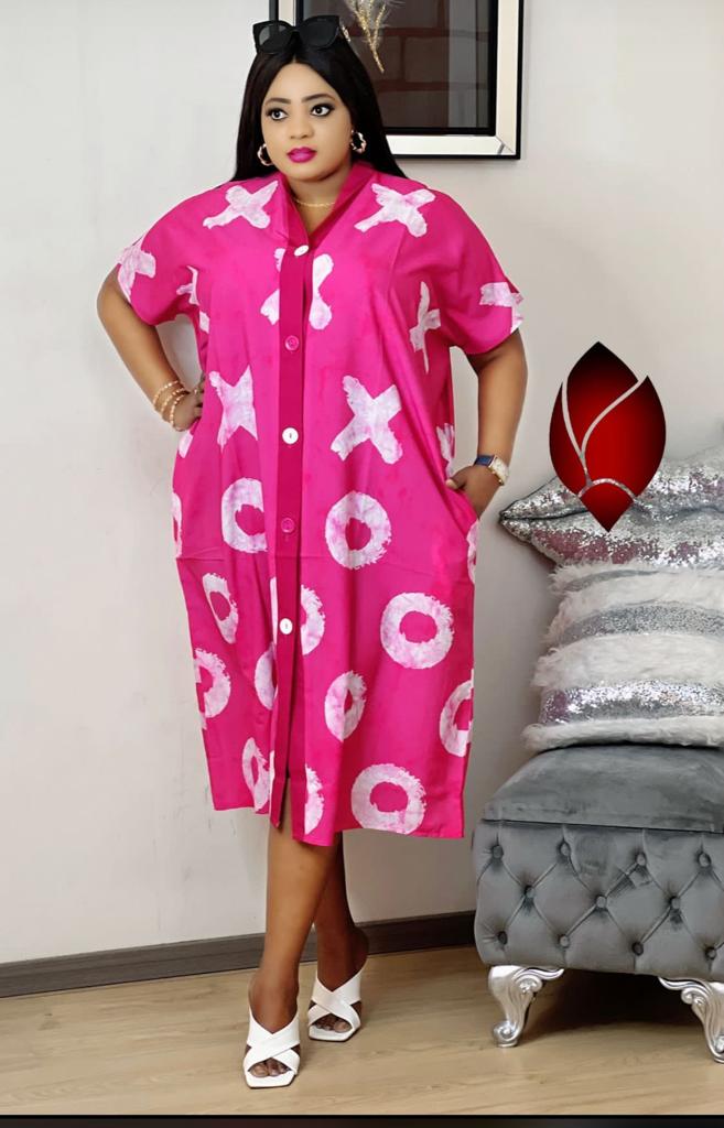 Hot Pink African Boubou Dress